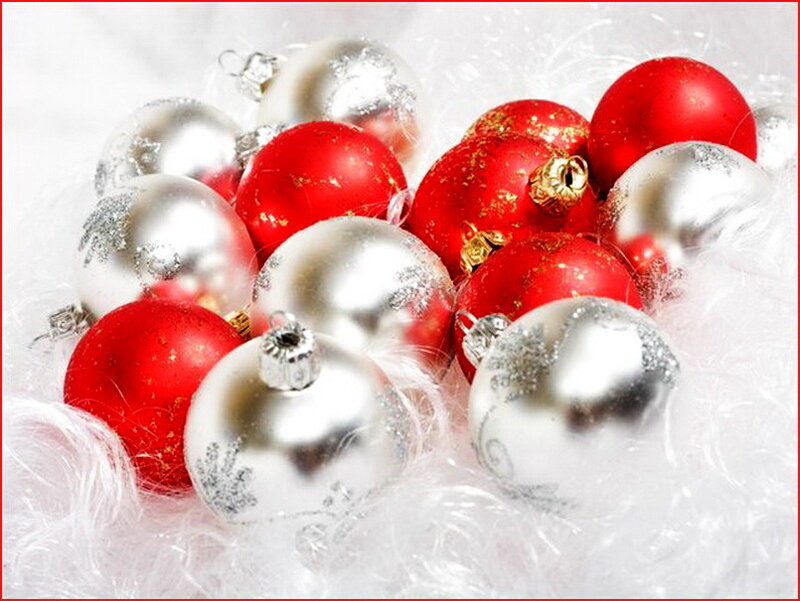 Red and Silver Ornaments — Festive