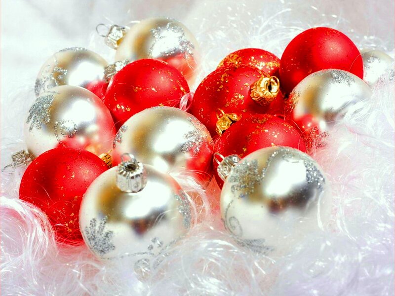 Red and Silver Ornaments — Festive, Winter, Photograph, Fluff