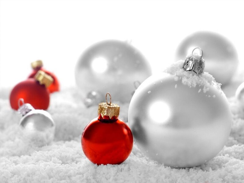 Red and Silver Ornaments — White
