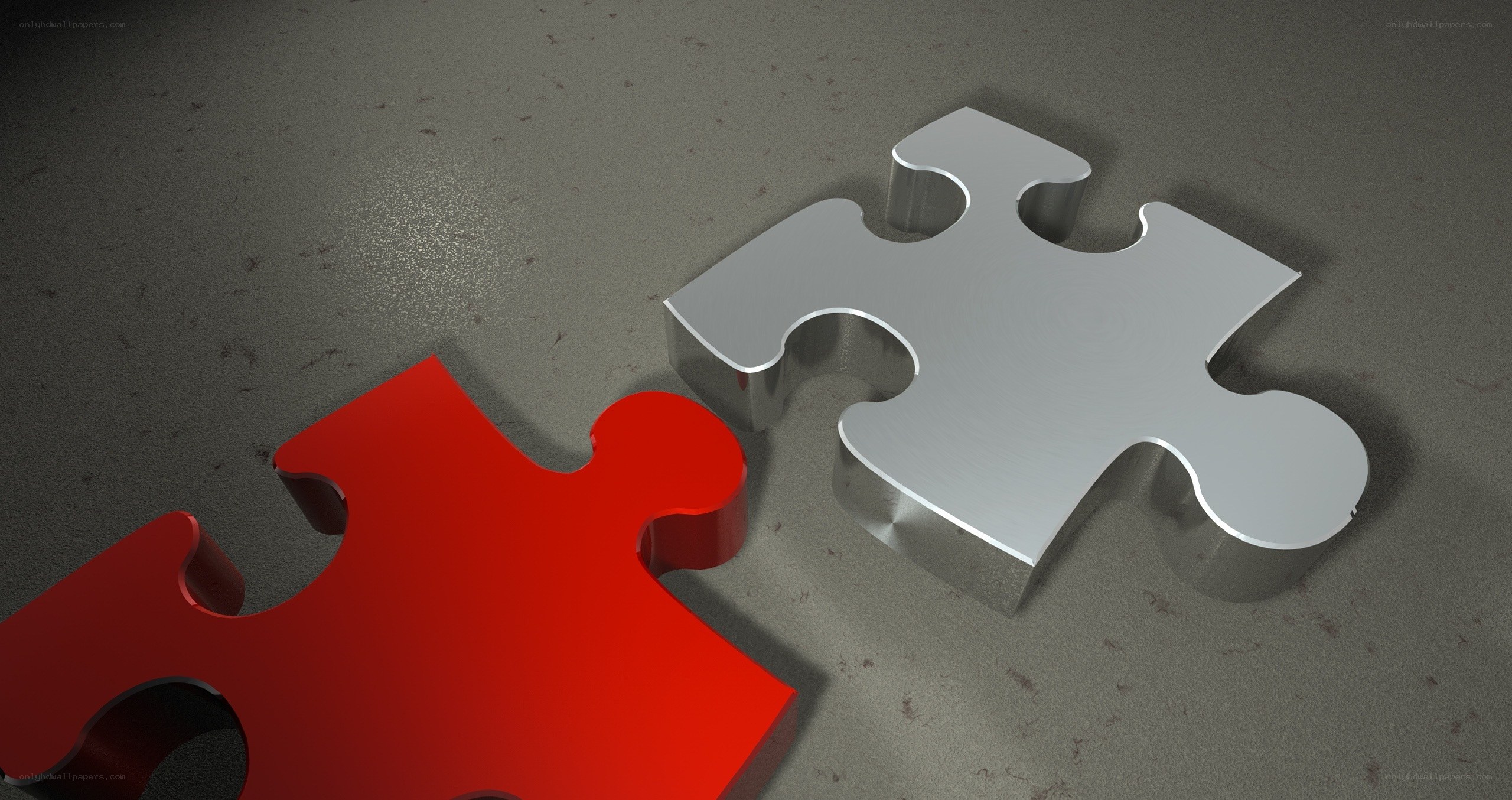 Red and silver puzzle pieces
