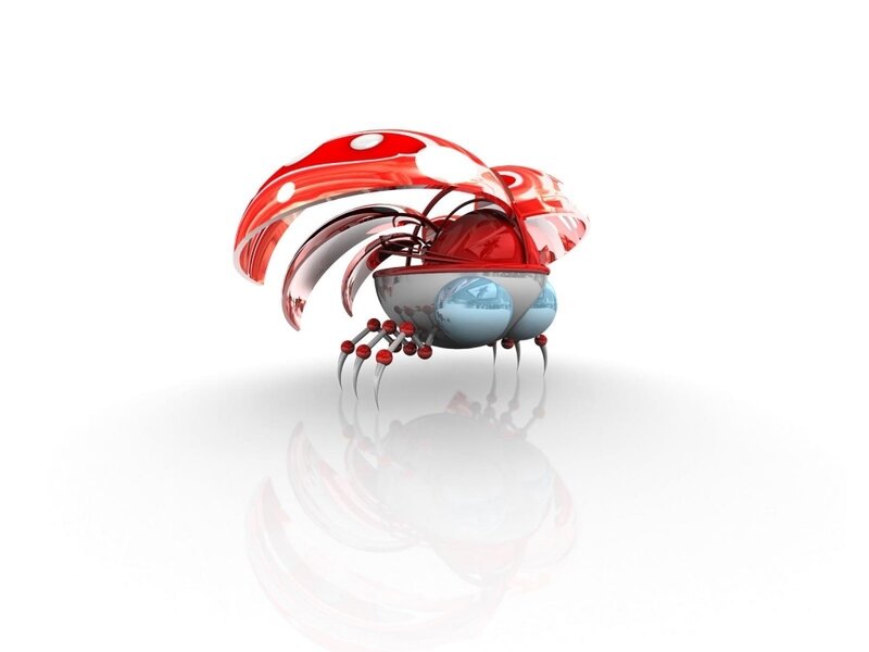 red and silver robotic crab