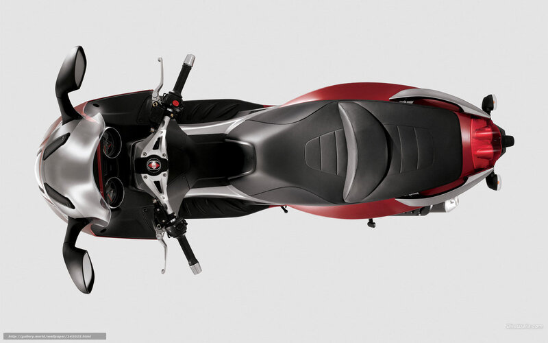 Red and silver scooter from above