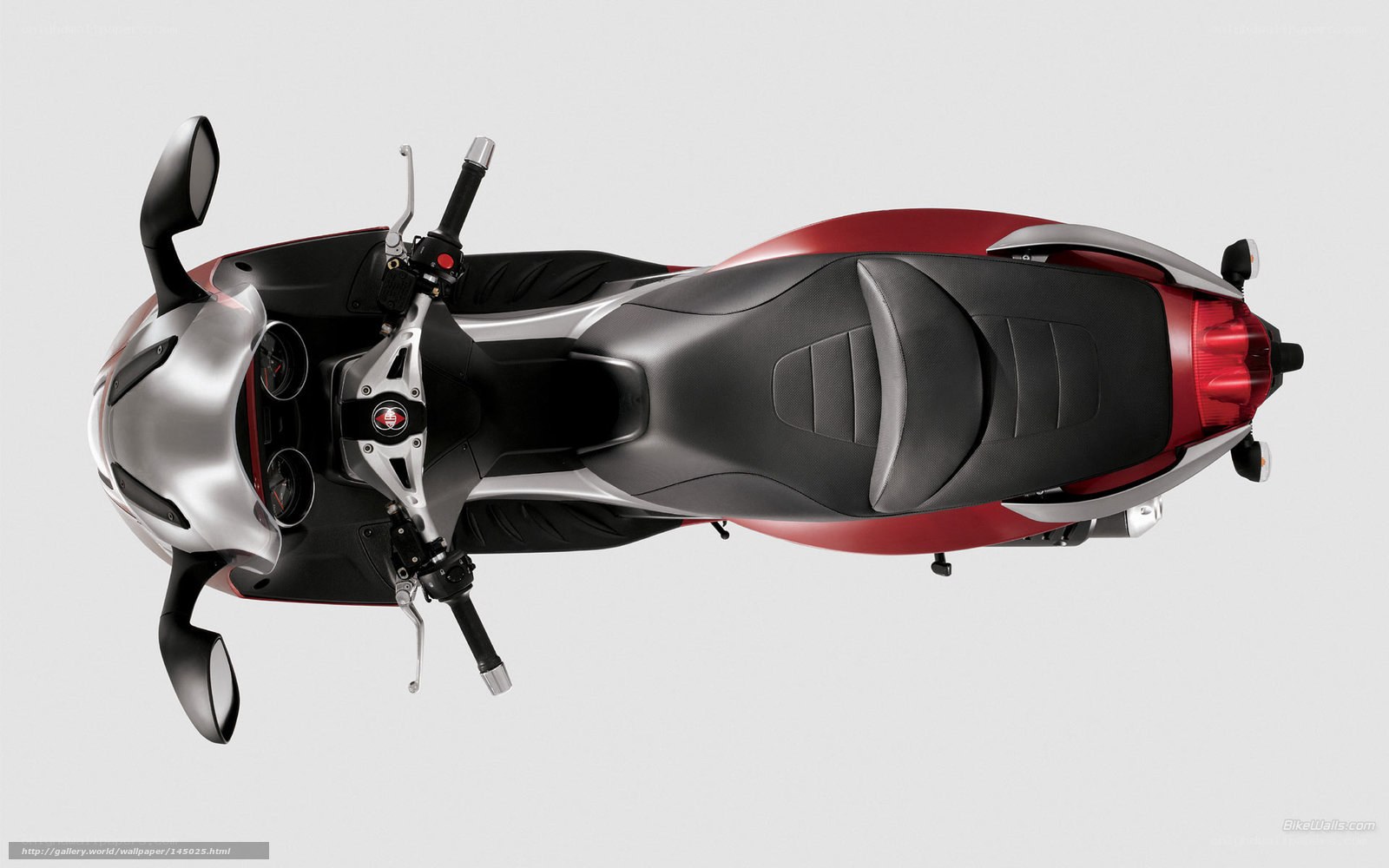 Red and silver scooter from above