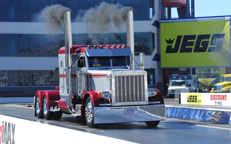 Red and Silver Semi-truck — Dramatic, Afternoon