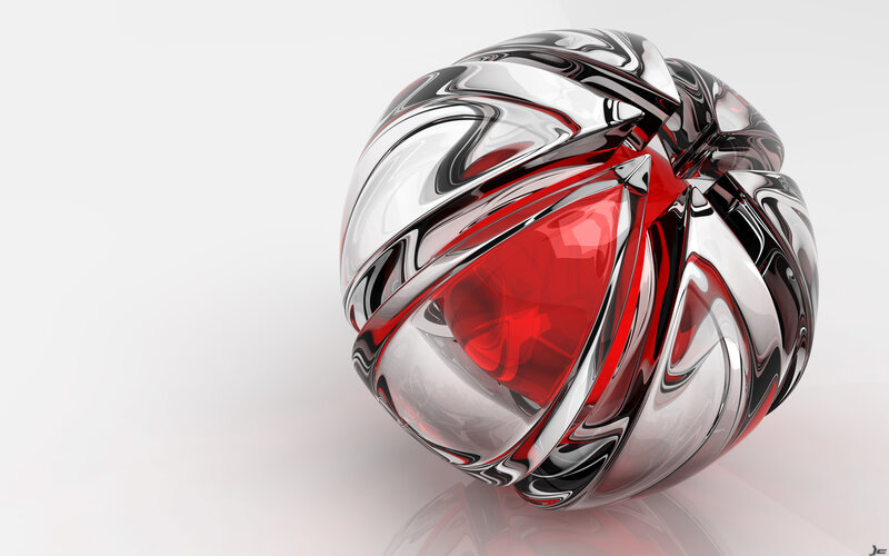 Red and Silver Sphere — Abstract, 3d Render