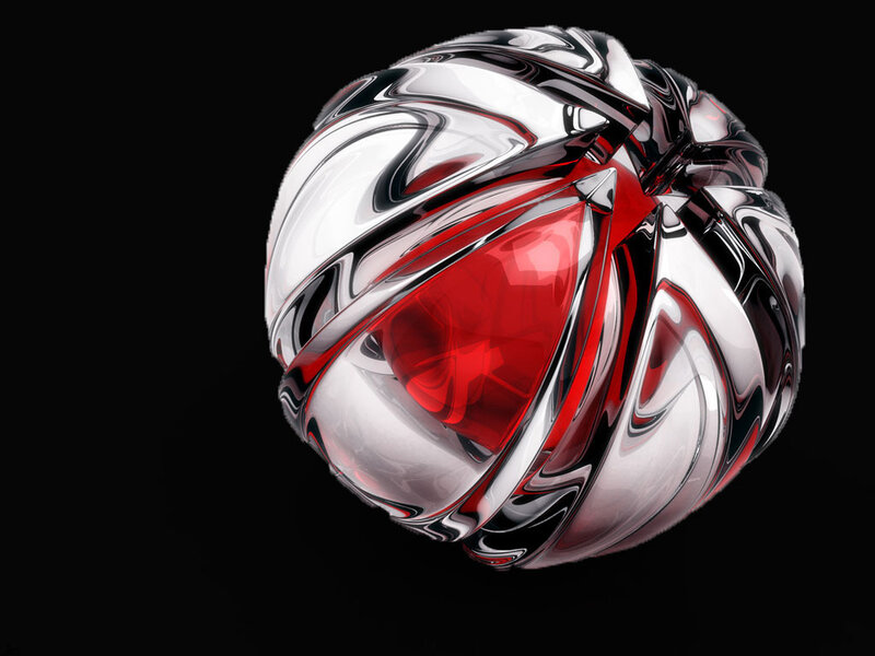 Red and Silver Sphere — Dramatic