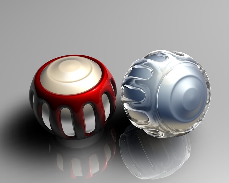 Red and silver spheres