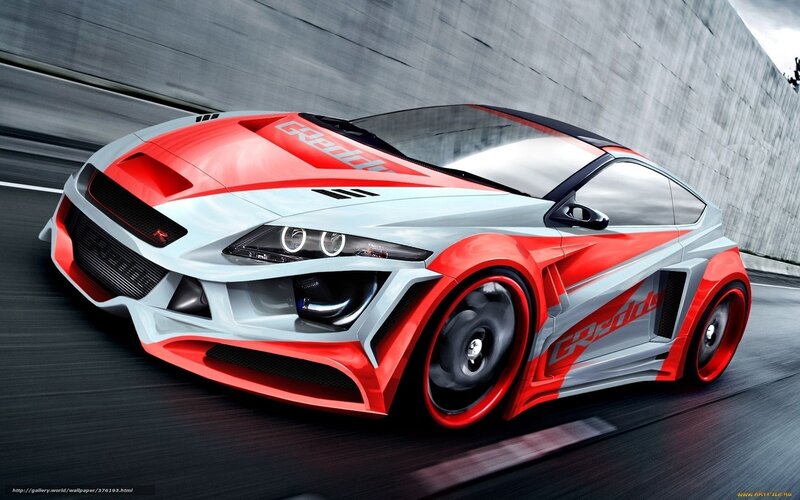 Red and Silver Sports Car — Dynamic, Digital Art