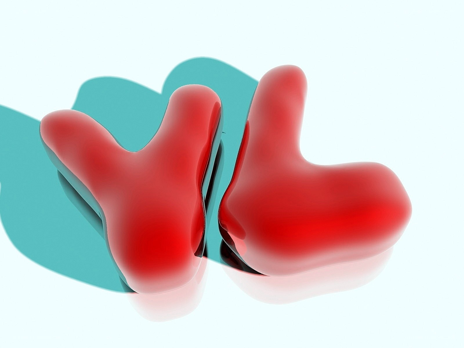 Red and teal abstract shapes