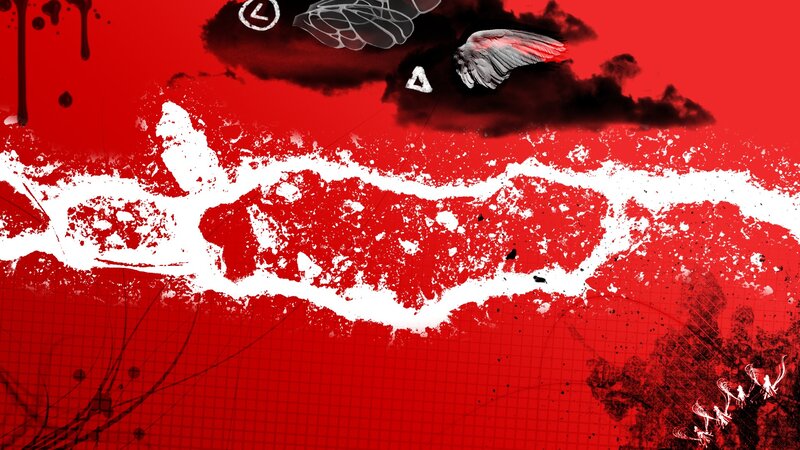 Red and White Abstract Art