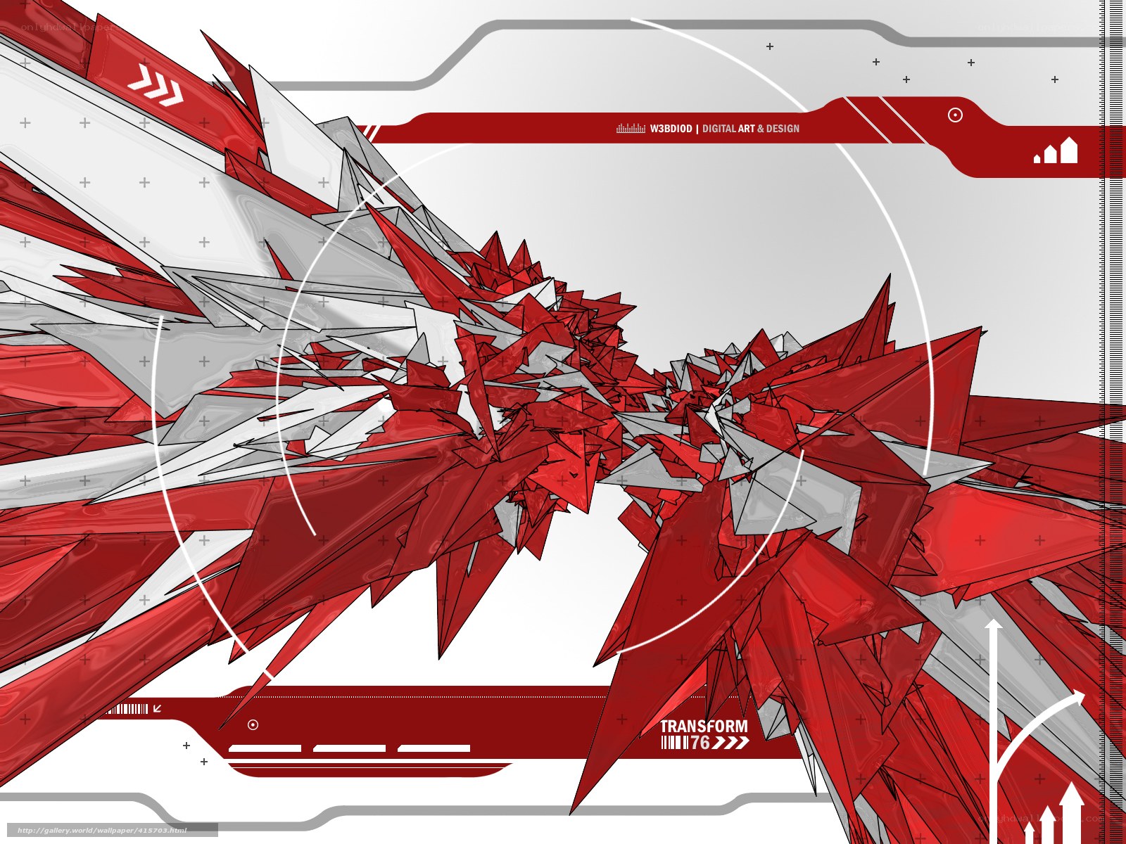 Red and white abstract digital art