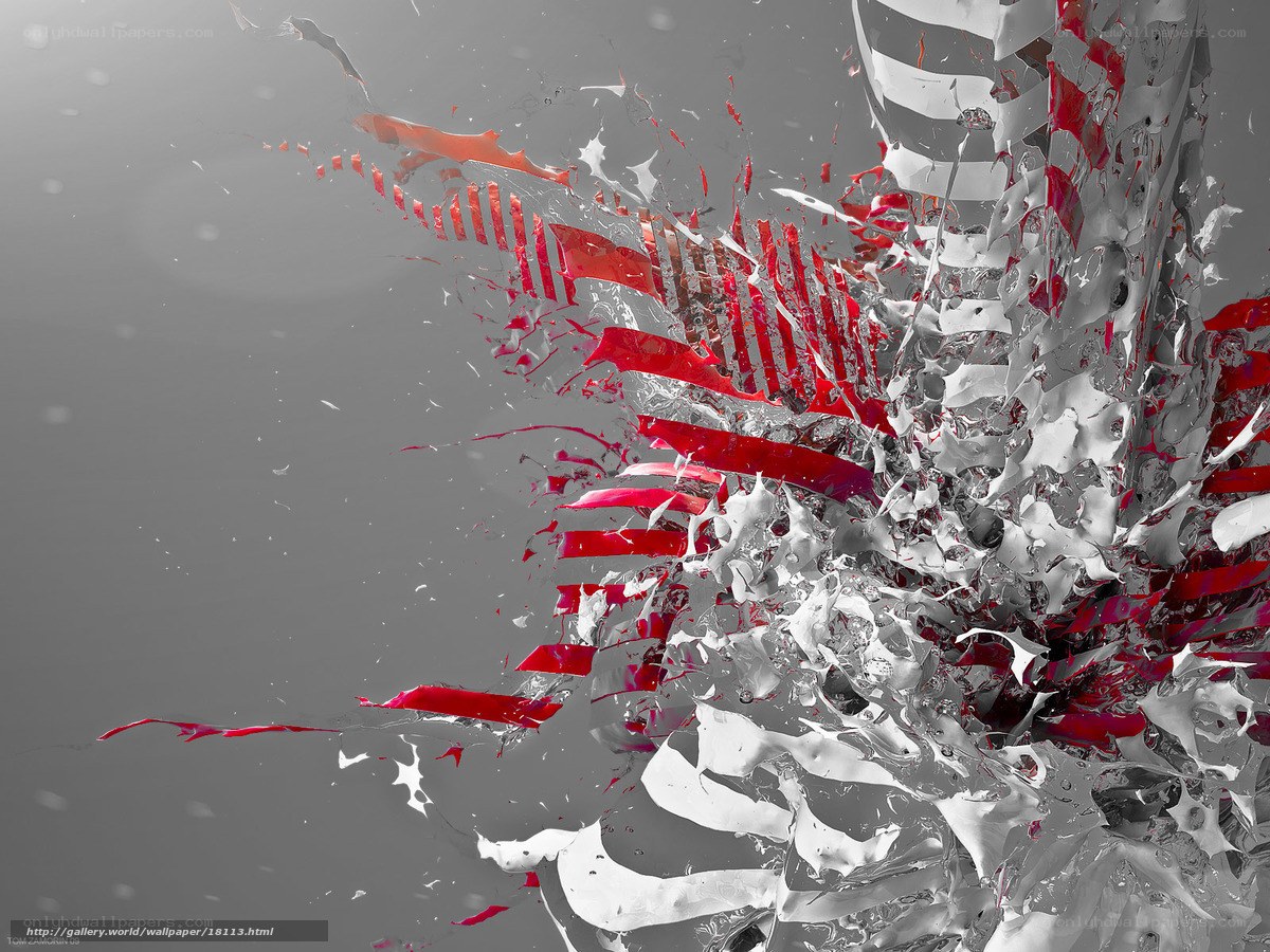 Red and white abstract explosion