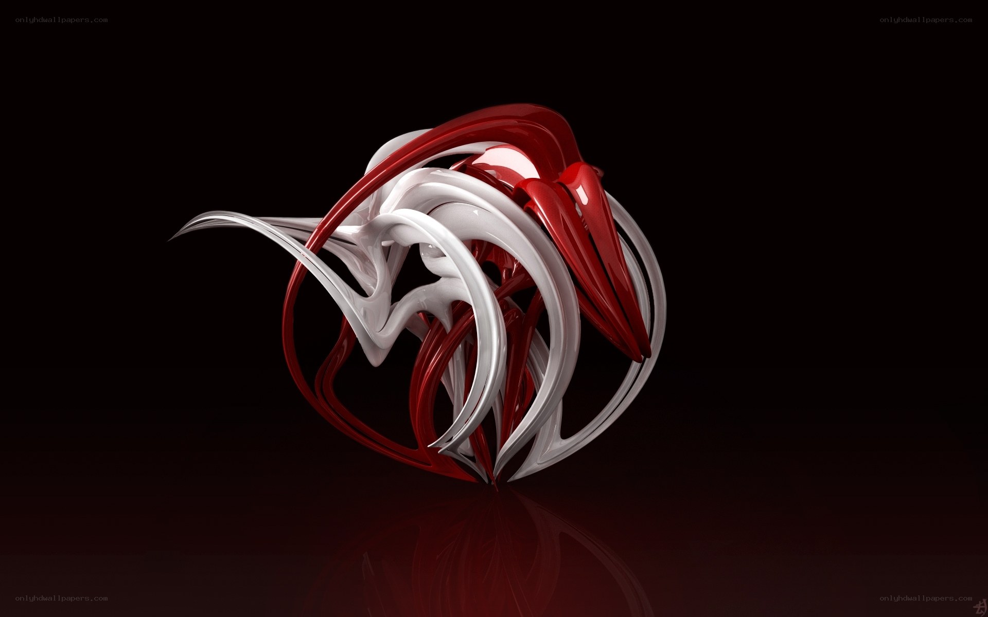 Red and white abstract sculpture