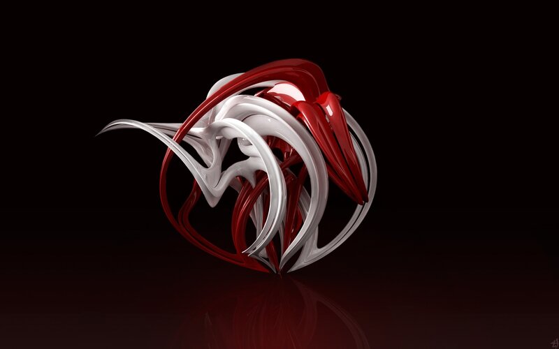 Red and White Abstract Sculpture — 3d Render