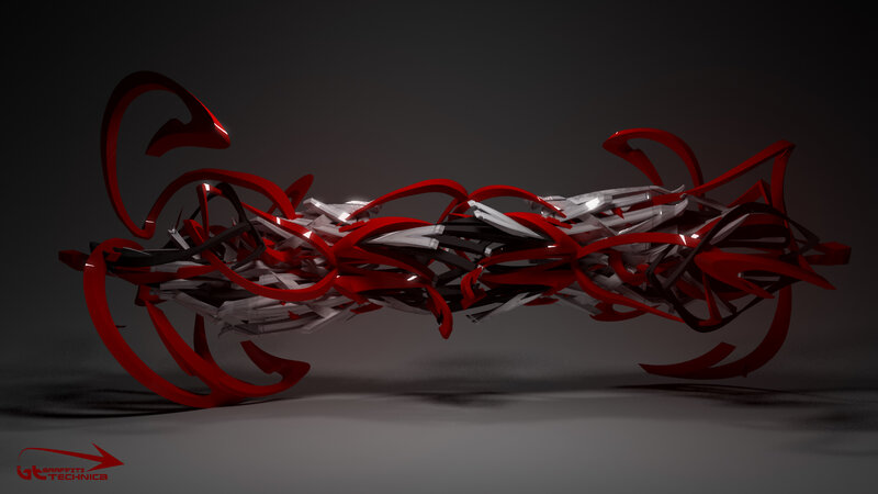 Red and White Abstract Sculpture — Dramatic