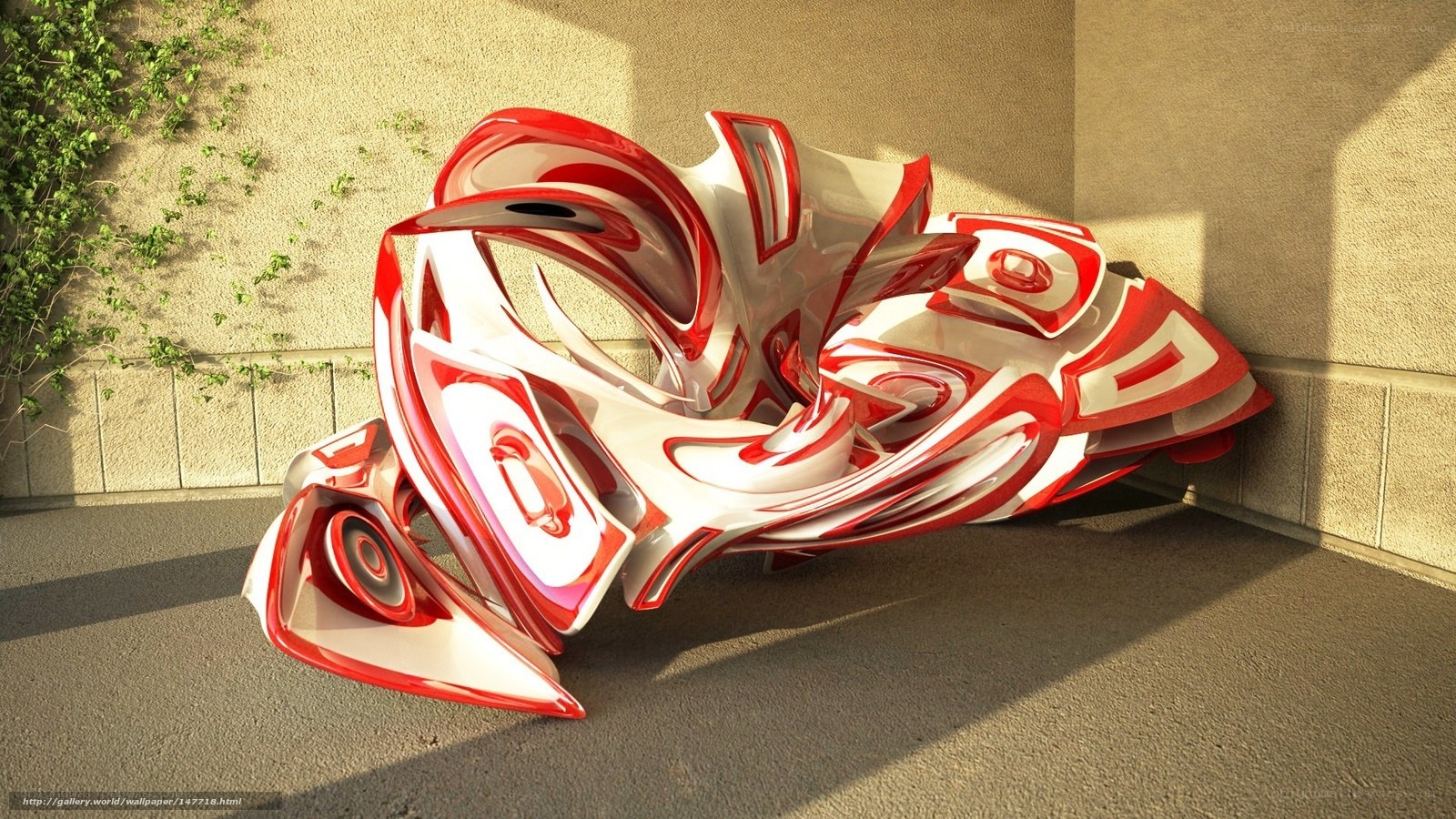 Red and white abstract sculpture