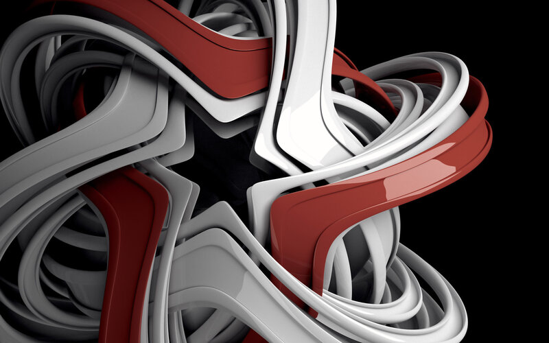 Red and White Abstract Shapes