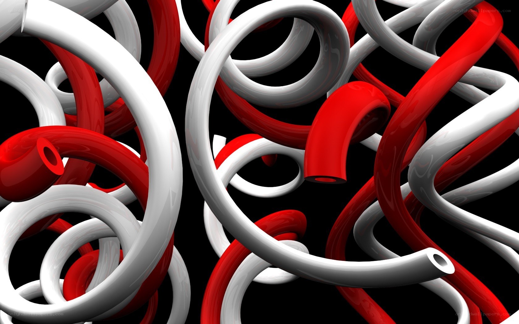 Red and white abstract tubes