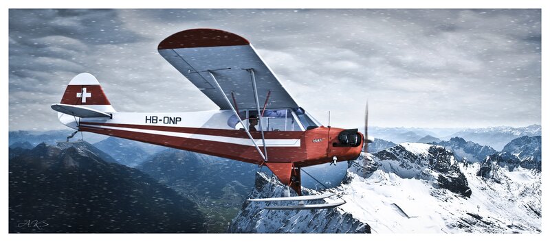 Red and White Airplane — Dramatic, Winter