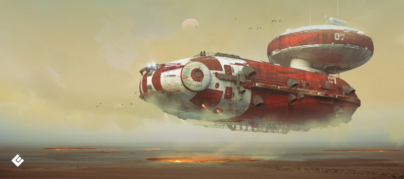 Red and White Airship