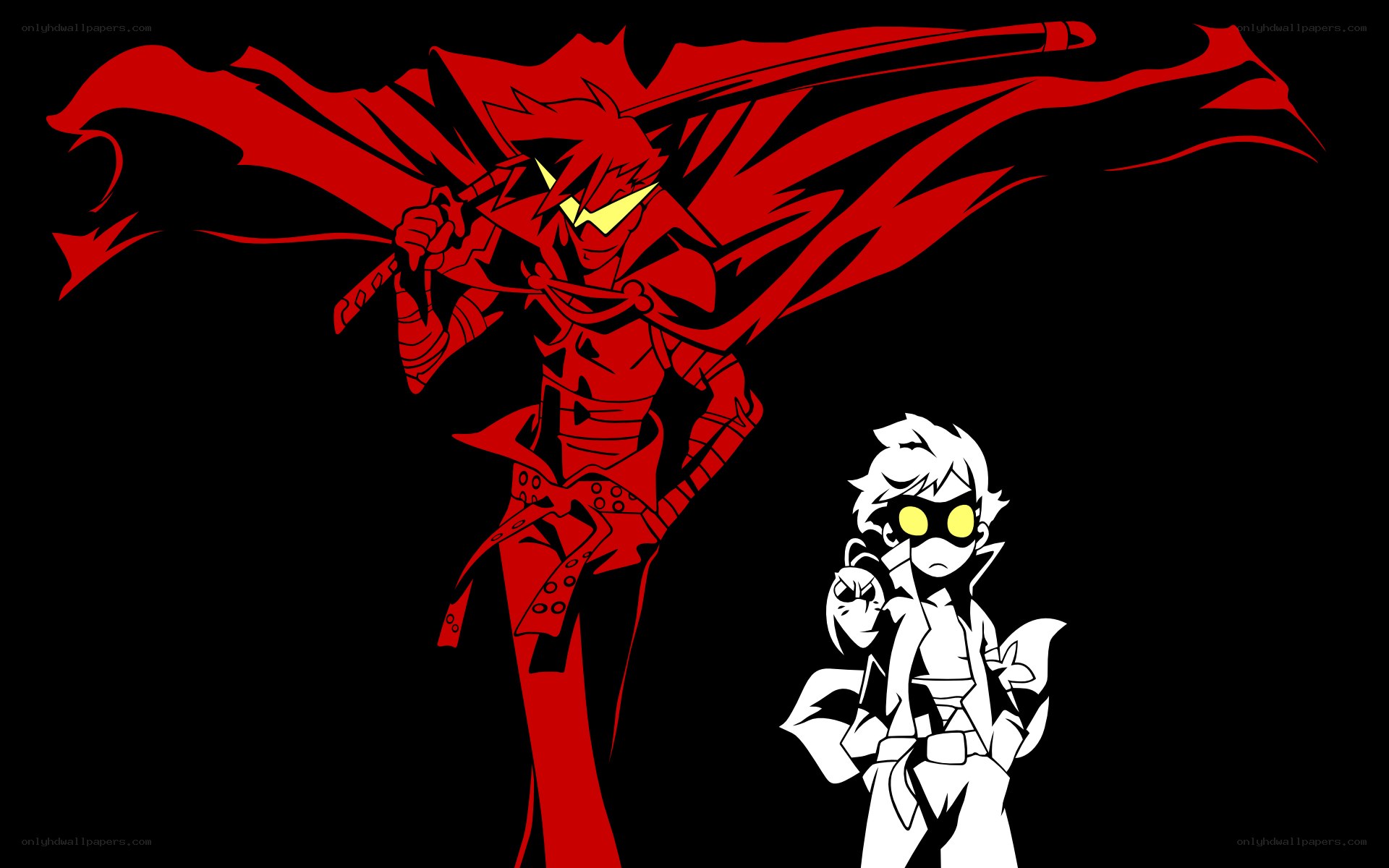 Red and white anime warriors