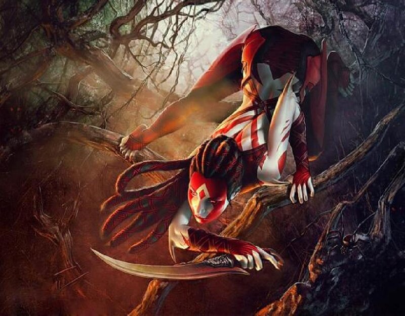 Red-and-white Armored Warrior