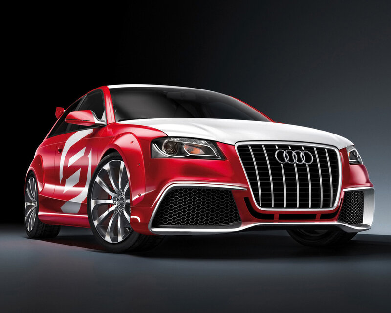 Red and White Audi Car — Dramatic, 3d Render, Grille