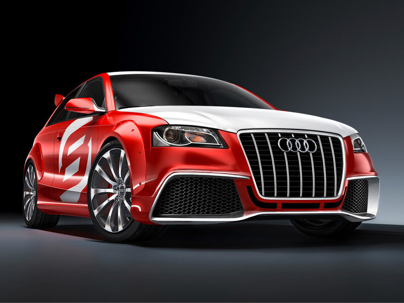 Red and White Audi Car