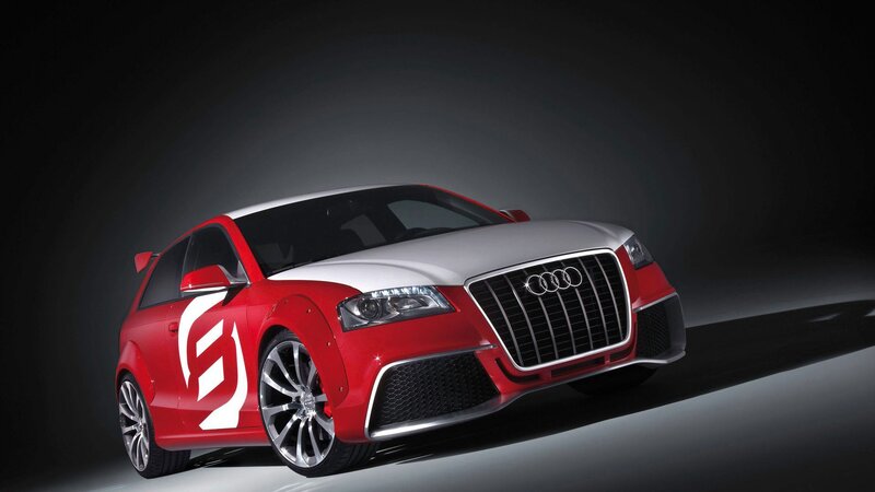 Red and white Audi performance car