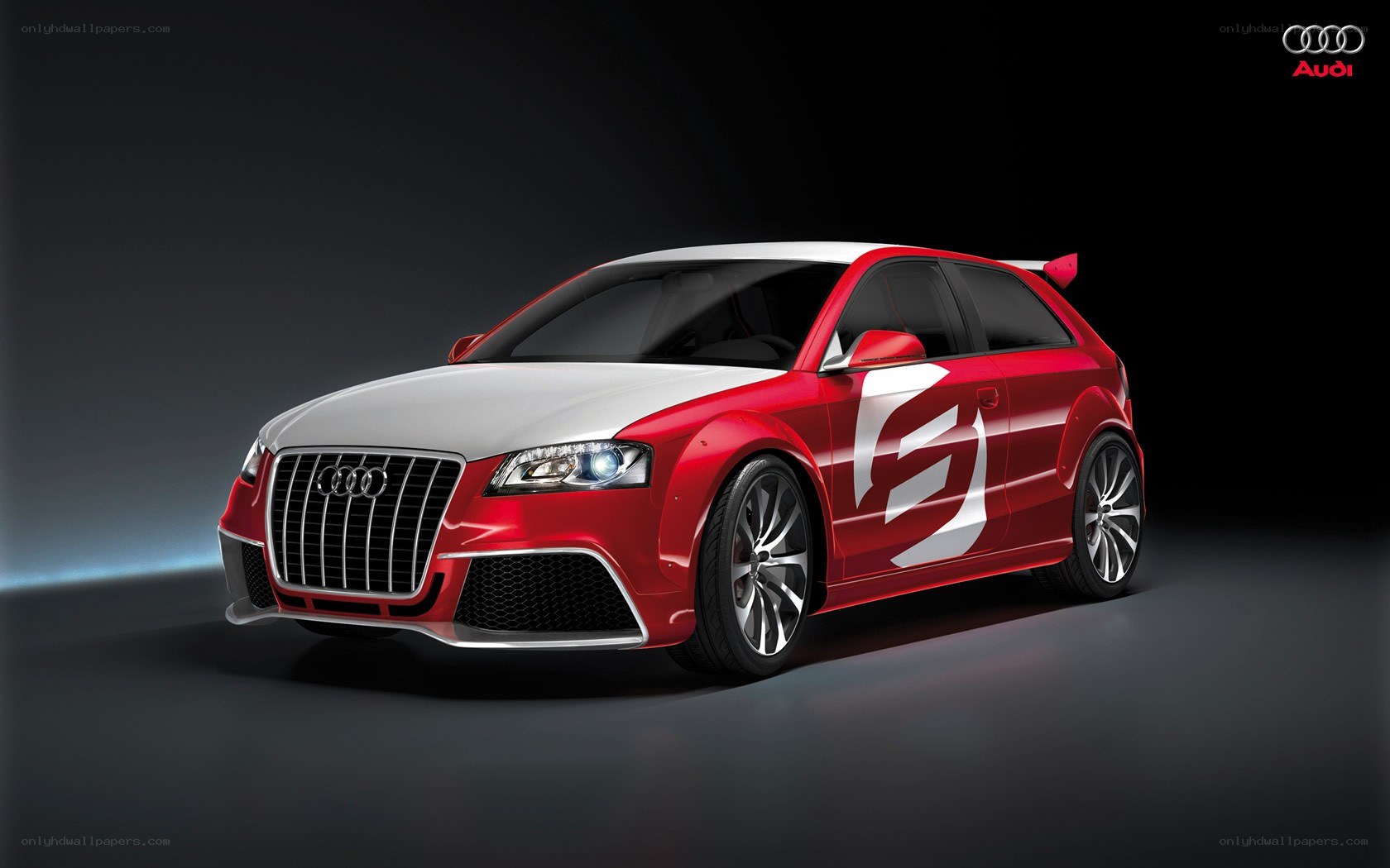 Red and white Audi race car