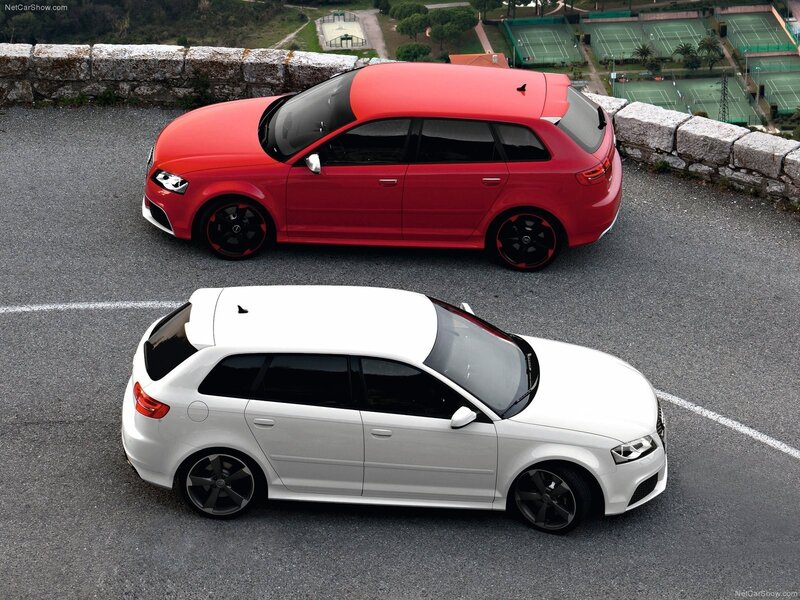 Red and white Audi RS3 Sportback