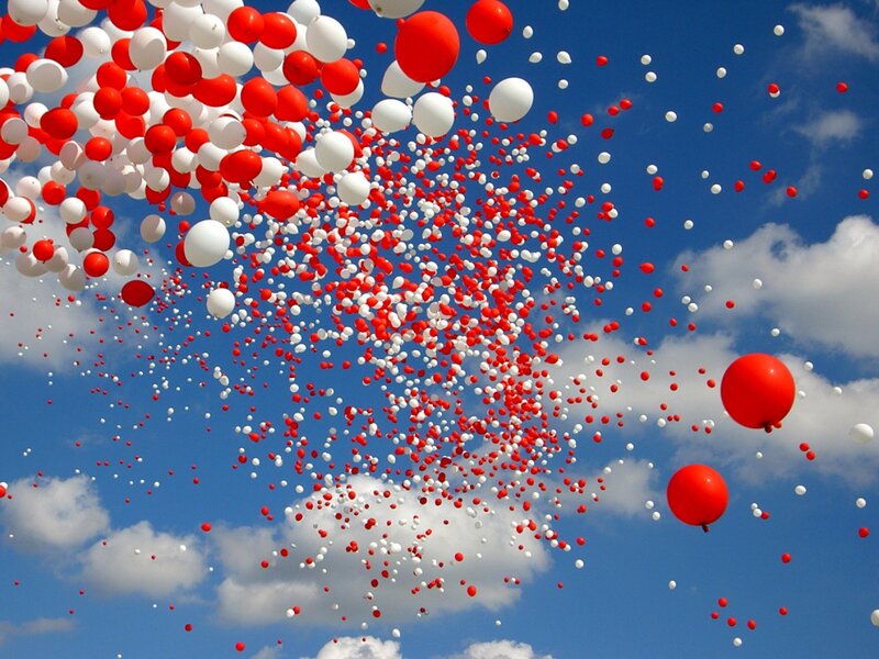 Red and White Balloons — Celebratory