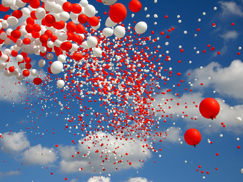Red and White Balloons