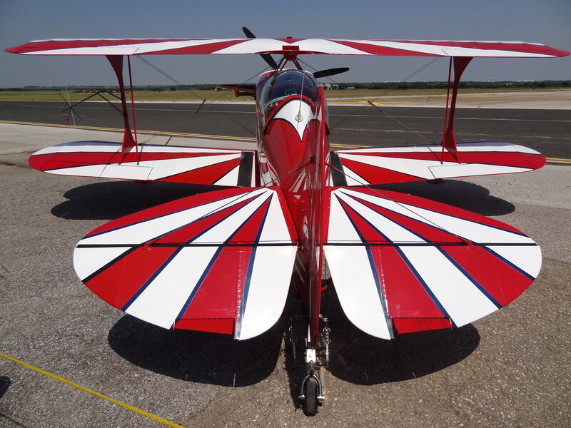 Red and White Biplane — Calm