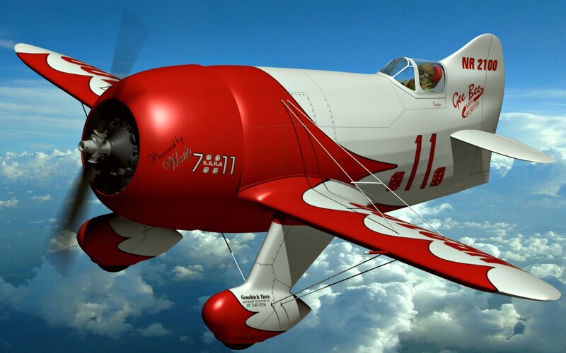 Red and White Biplane — Dynamic
