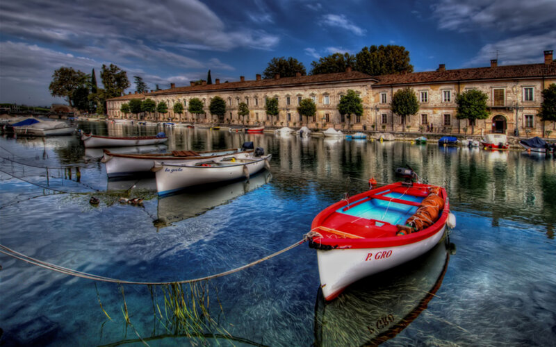 Red and White Boat — Blue