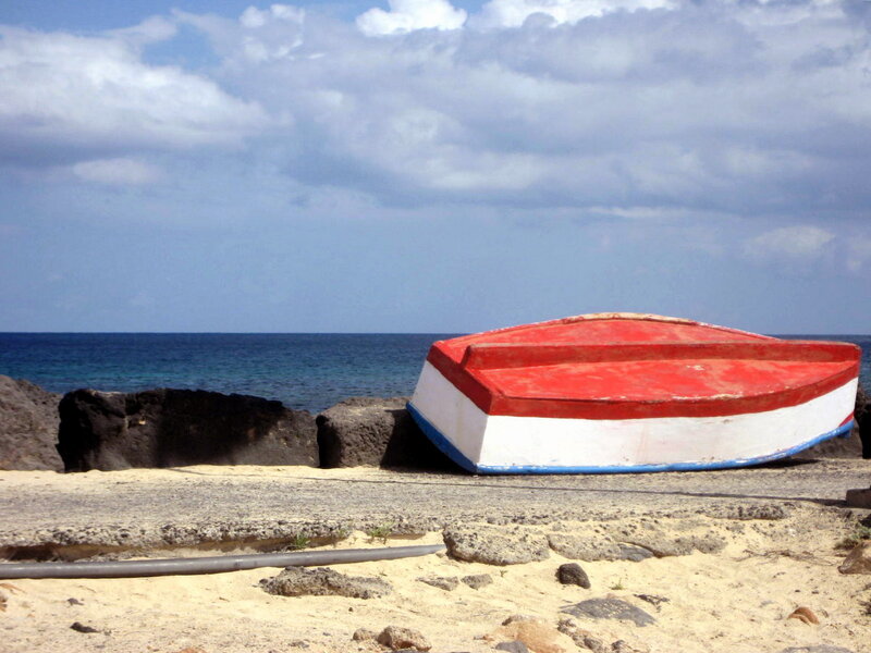 Red and White Boat — Serene