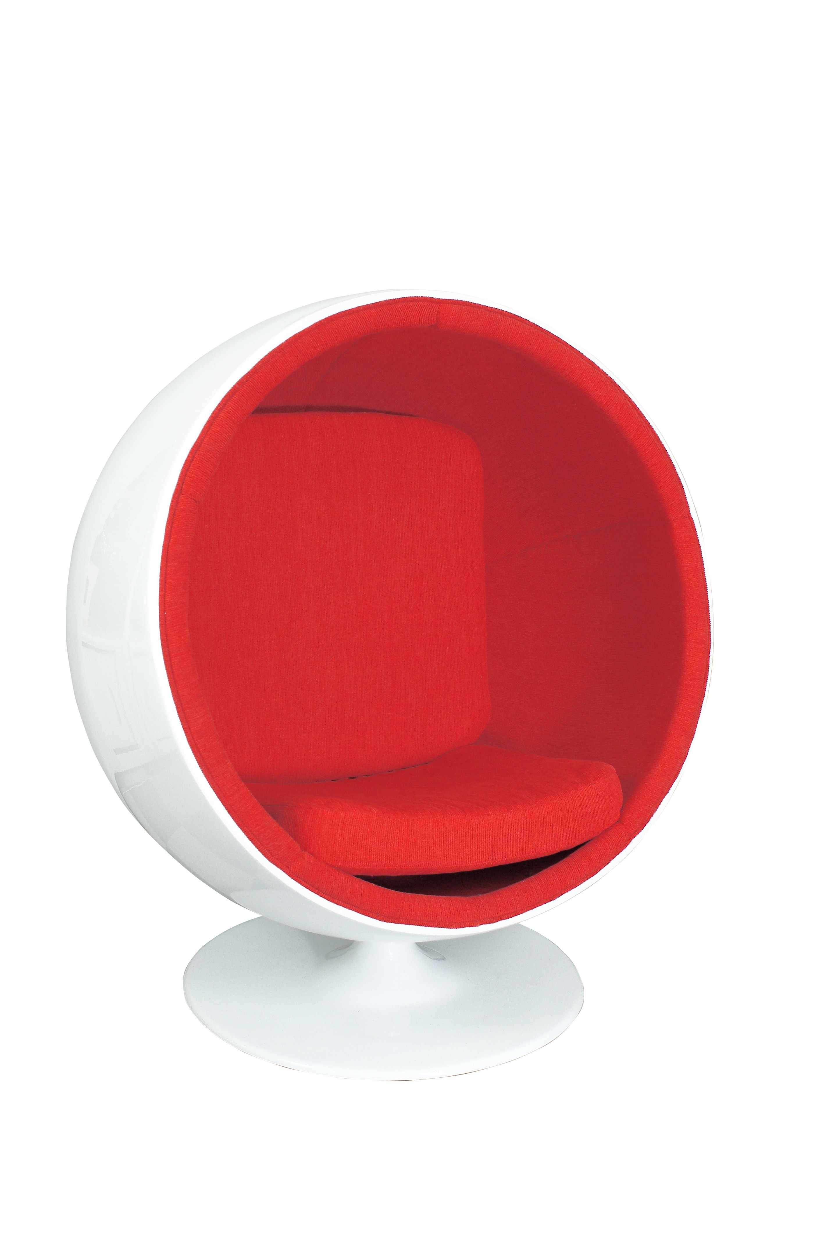 red and white bubble chair