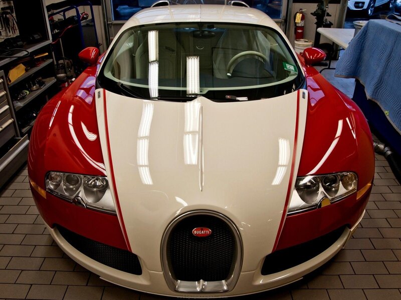 Red and White Bugatti