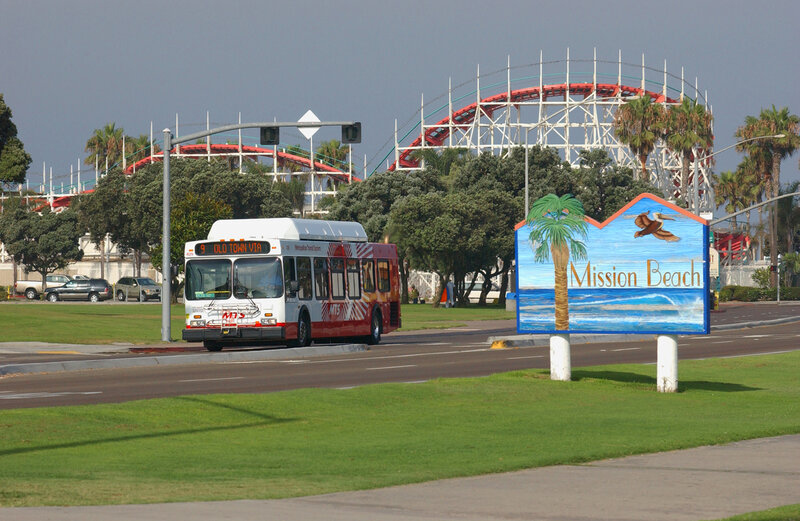 Red and White Bus — Green