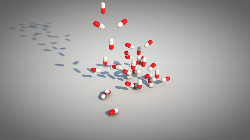 Red and White Capsules — Gray, Neutral