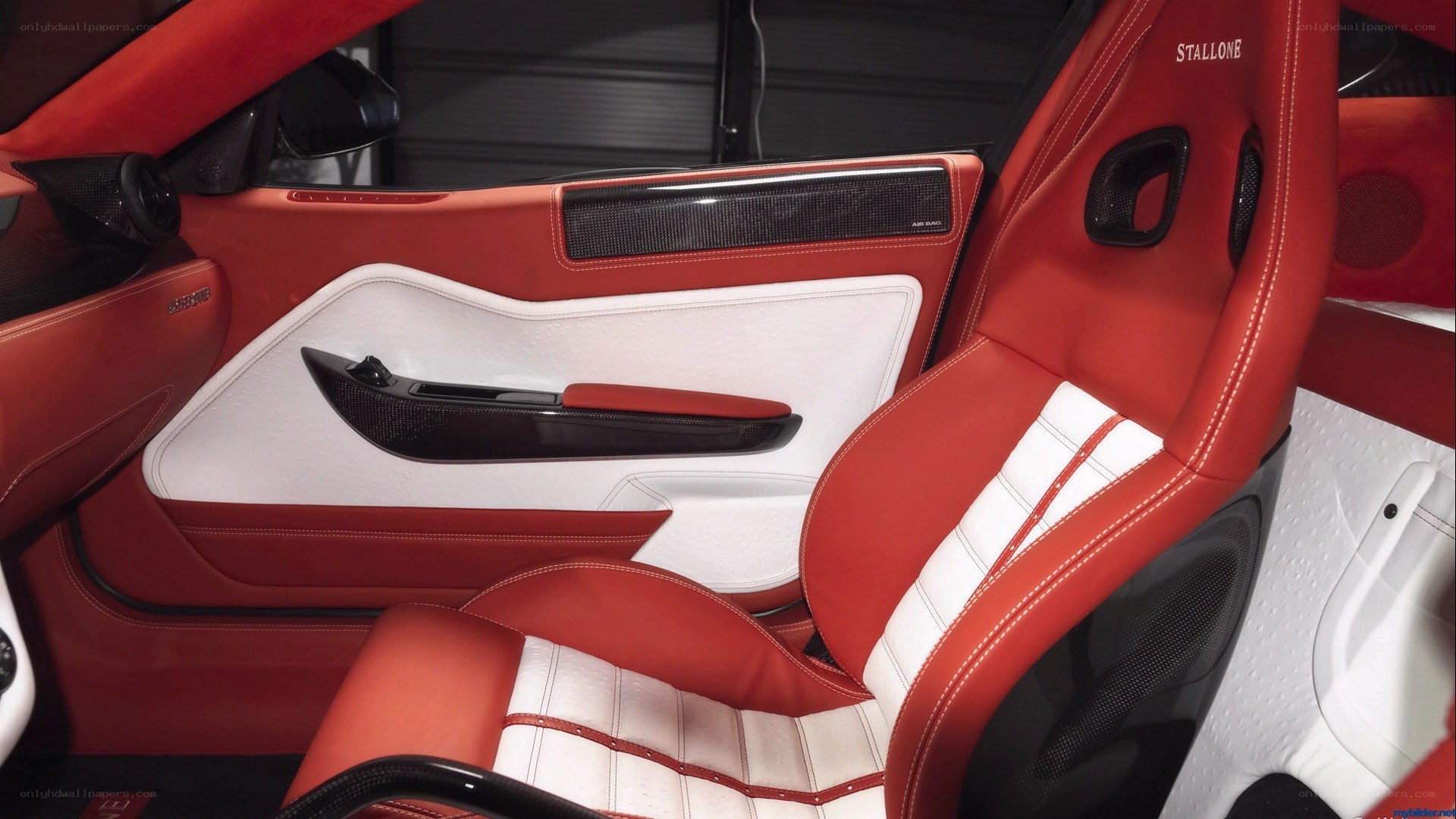 red and white car interior