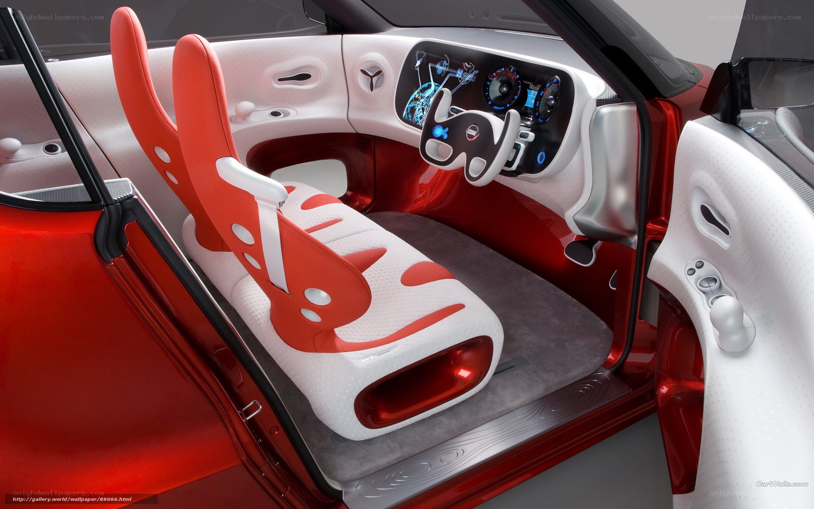 red and white car interior