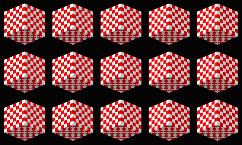 Red and White Checkered Cubes