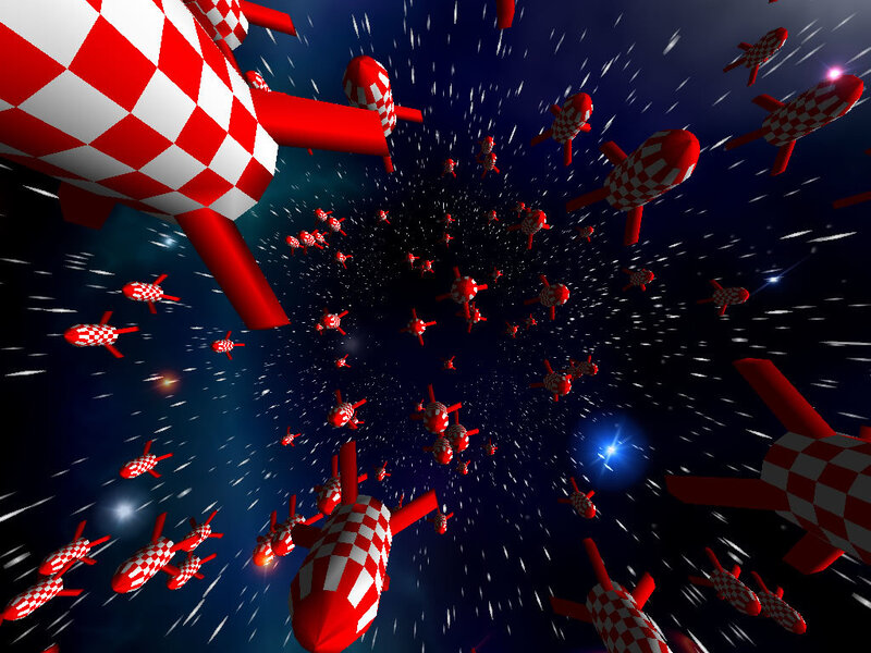 Red and white checkered rockets