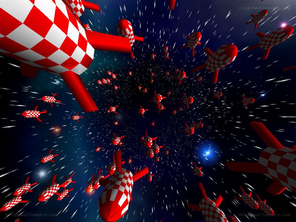 Red and white checkered rockets
