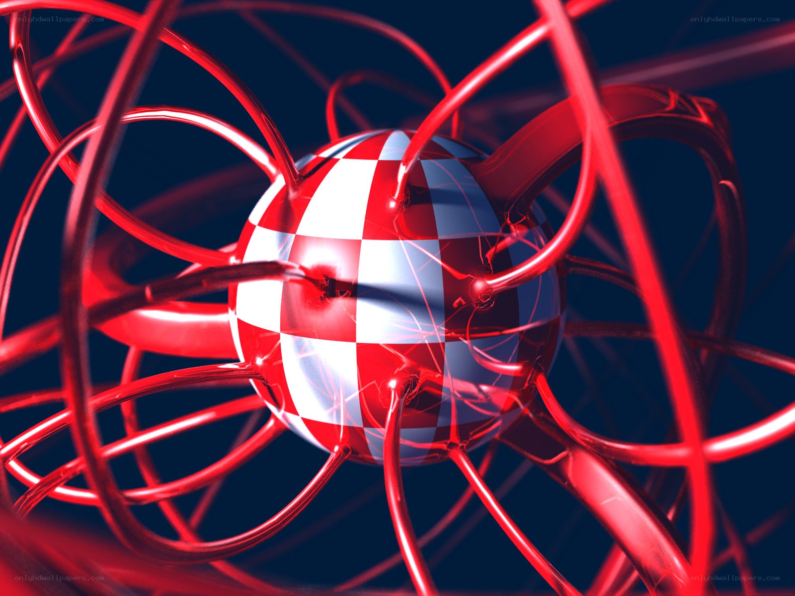 Red and white checkered sphere