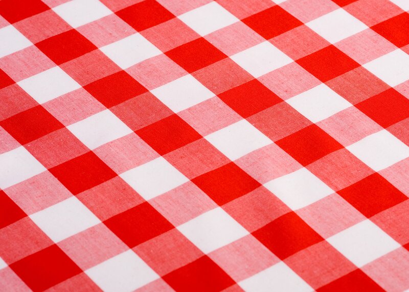 red and white checkered tablecloth