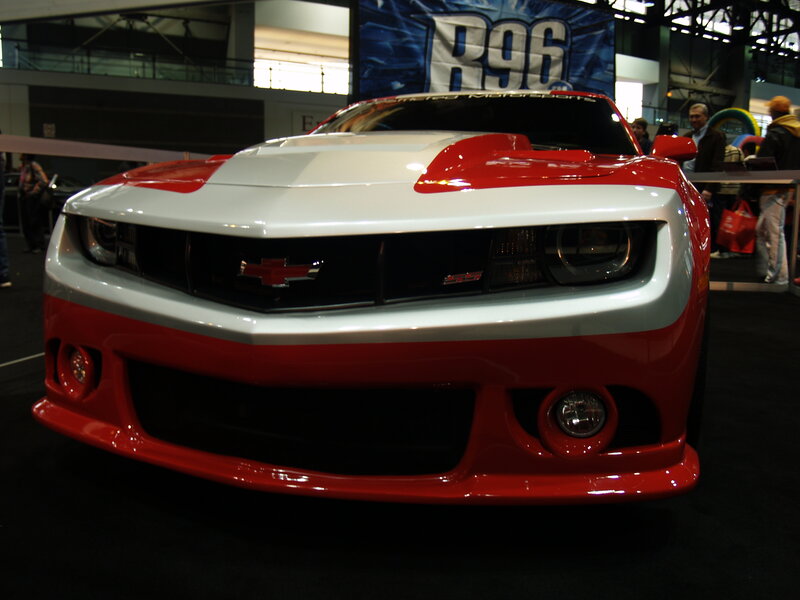 Red and white Chevrolet Camaro SS