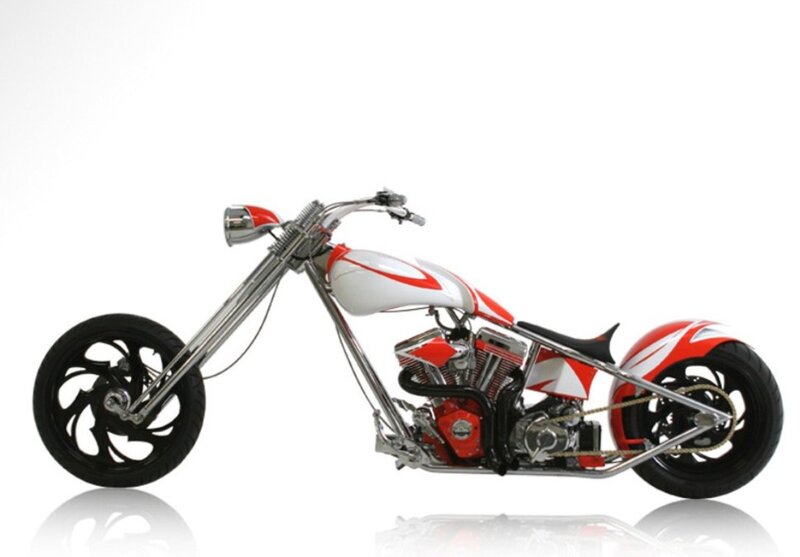 Red and White Chopper Motorcycle — Neutral